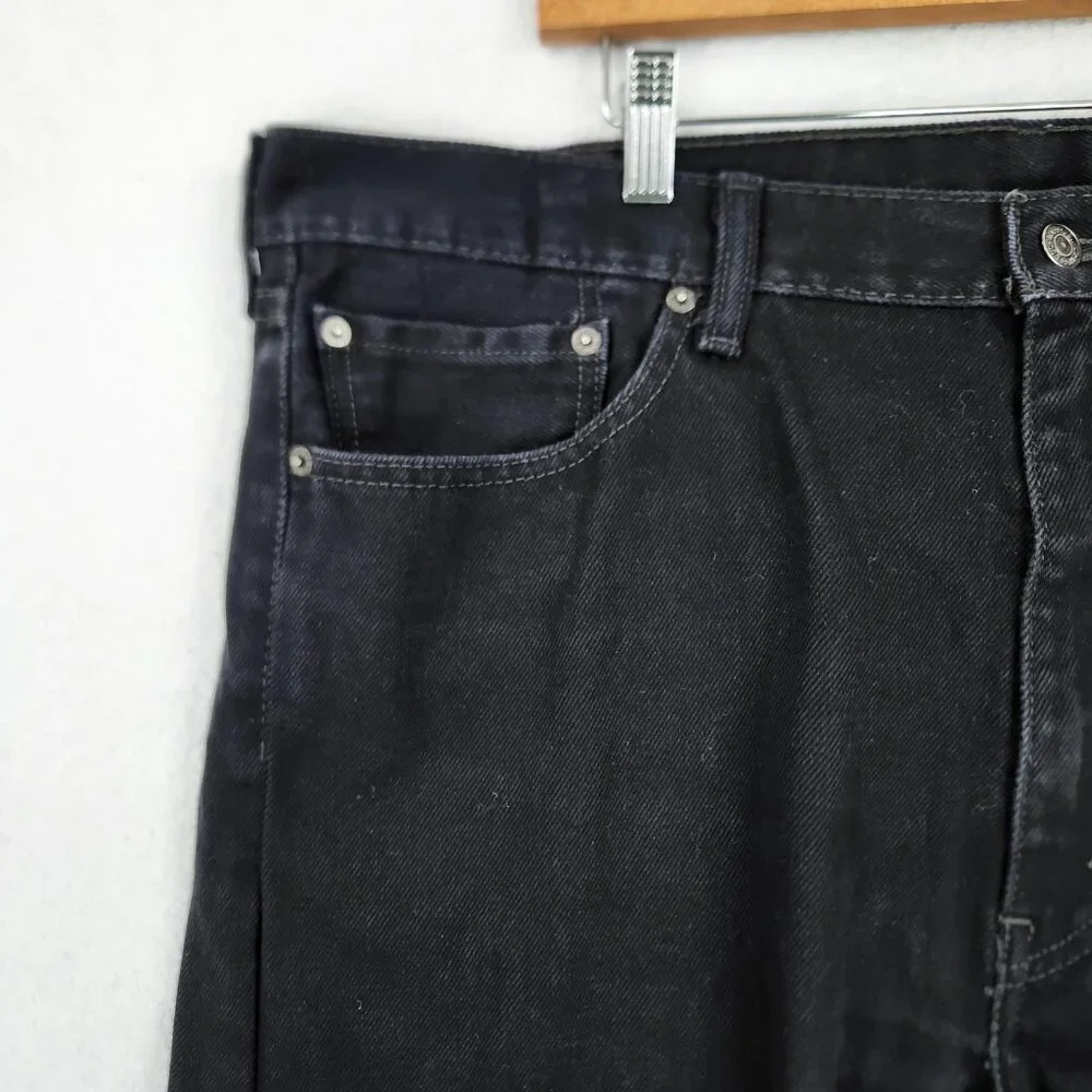 Levis Jeans Mens 40x30 Black 505 Straight Leg Denim Cotton Five Pocket Casual